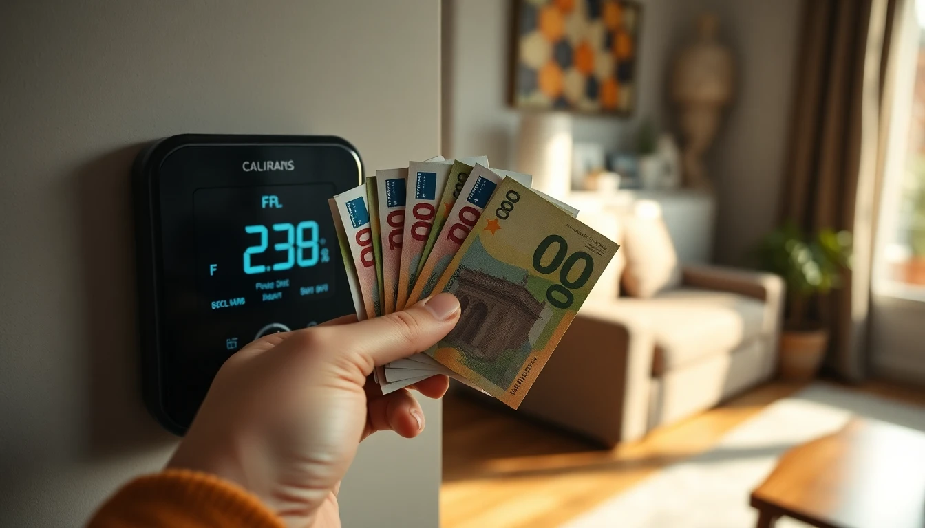 Energietoeslag 2026 — euro-biljetten bij thermostaat in Nederlandse woning